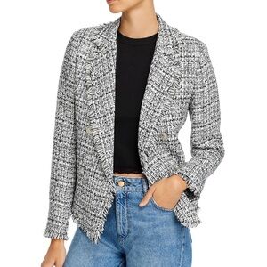 Aqua Women's Black and White Tweed blazer